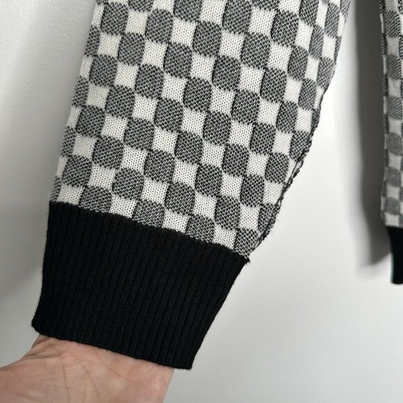 Ovadia & Sons Cardigan Sweater Checkerboard Wool Large - Picture 6 of 12